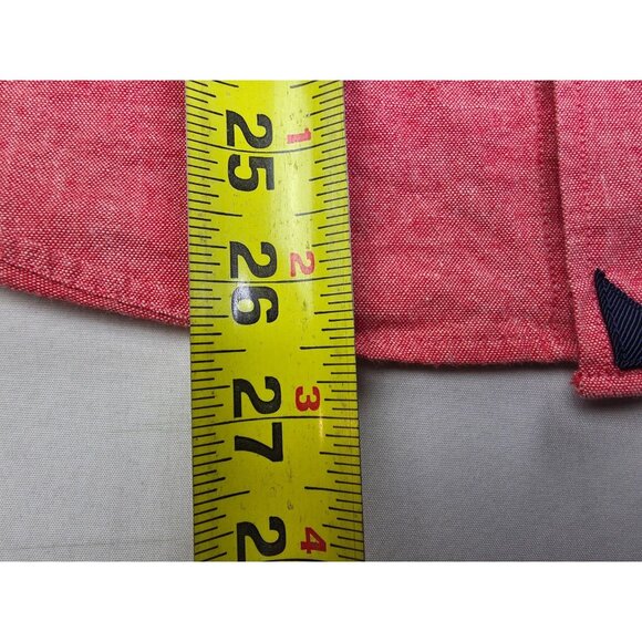 Untuckit Size Large Mens Red Cotton Long Sleeve Hem Logo Tag Pocket Shirt - Picture 8 of 10